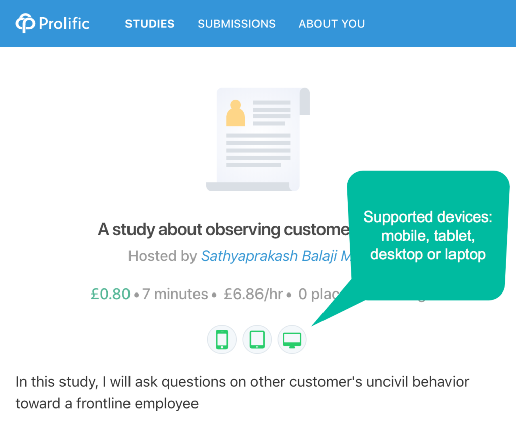Prolific survey for all supported devices