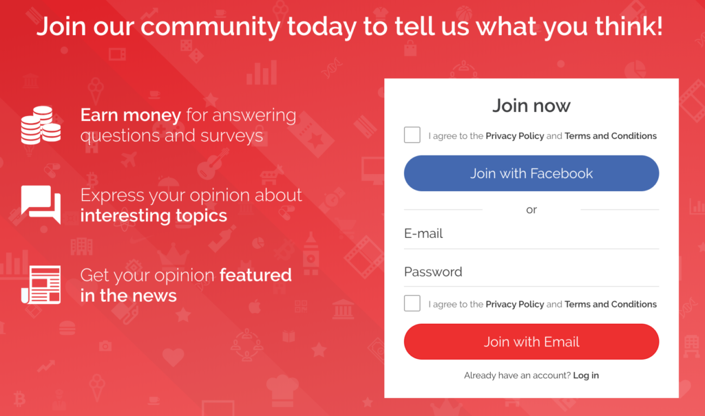 YouGov sign up page