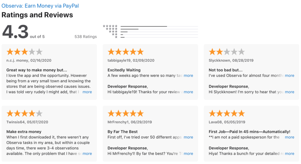 Observa App Store Reviews