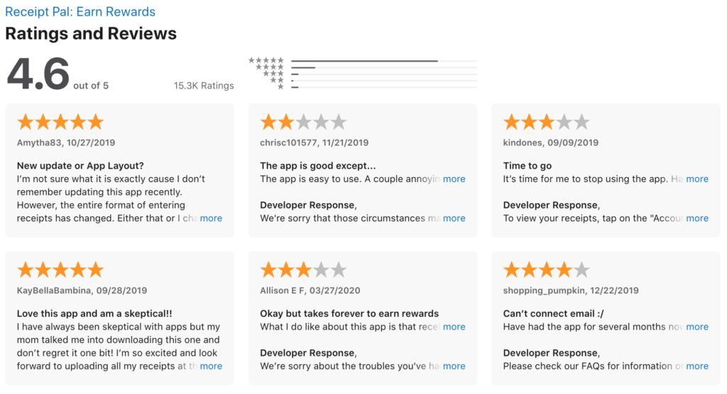 ReceiptPal Apple App reviews