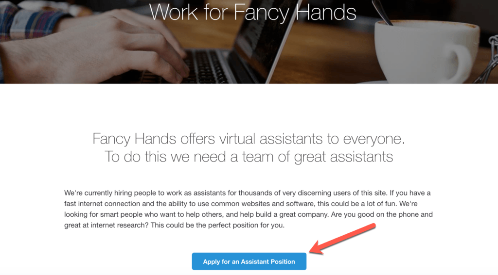 Fancy Hands Review - Application 1st step