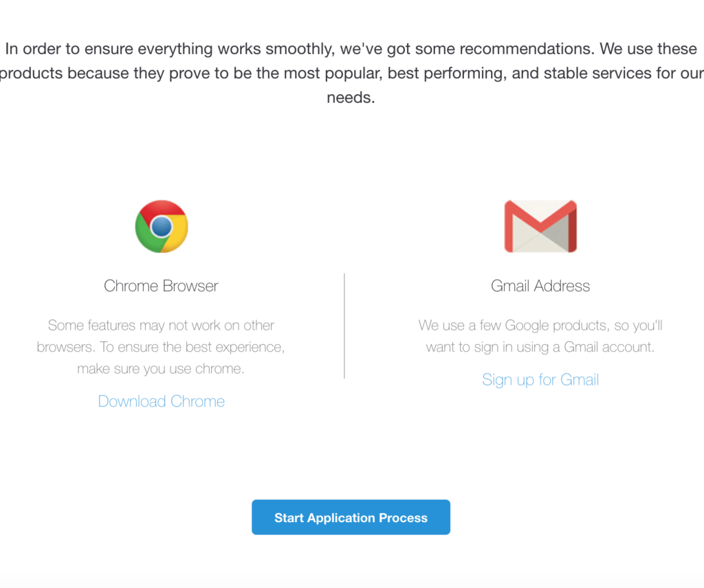 Chrome and Gmail requirements