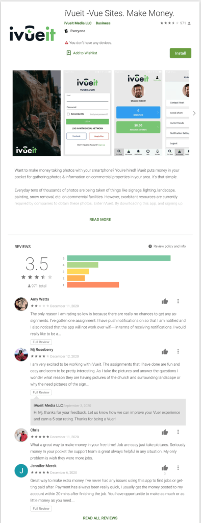 Google Play reviews for Avueit